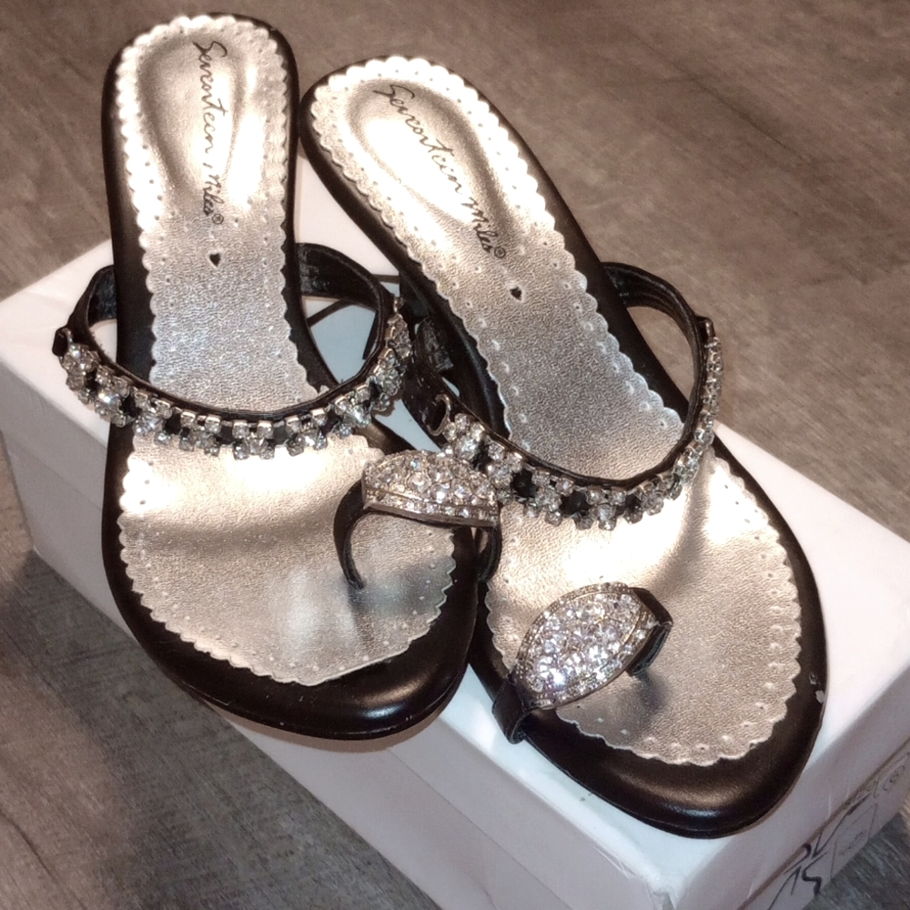 SEVENTEEN MILES RHINESTONE ACCENTED HEELS